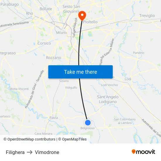 Filighera to Vimodrone map