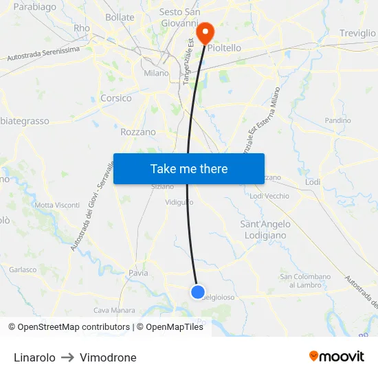 Linarolo to Vimodrone map