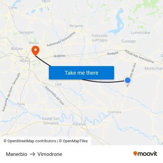Manerbio to Vimodrone map
