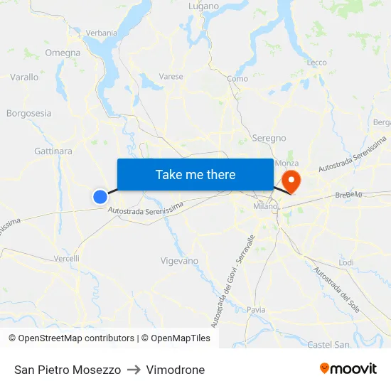 San Pietro Mosezzo to Vimodrone map