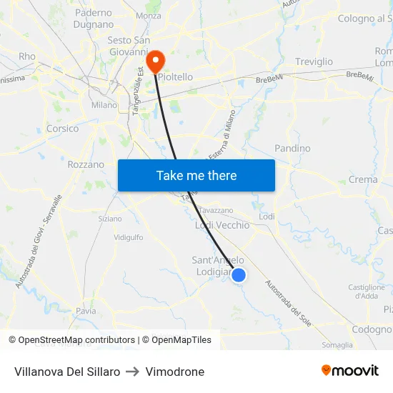Villanova Del Sillaro to Vimodrone map