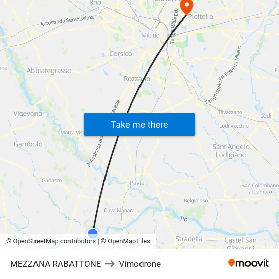 Mezzana Rabattone to Vimodrone map
