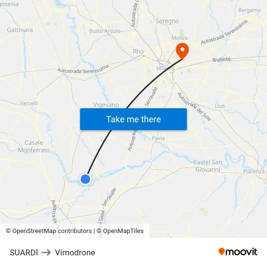 Suardi to Vimodrone map