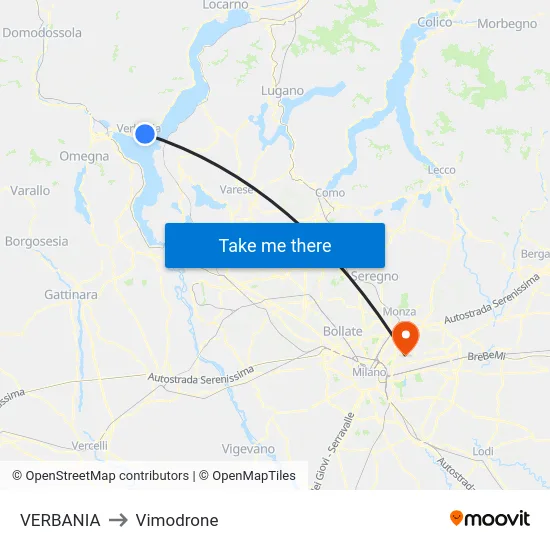 Verbania to Vimodrone map
