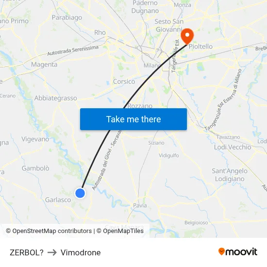 Zerbol to Vimodrone map