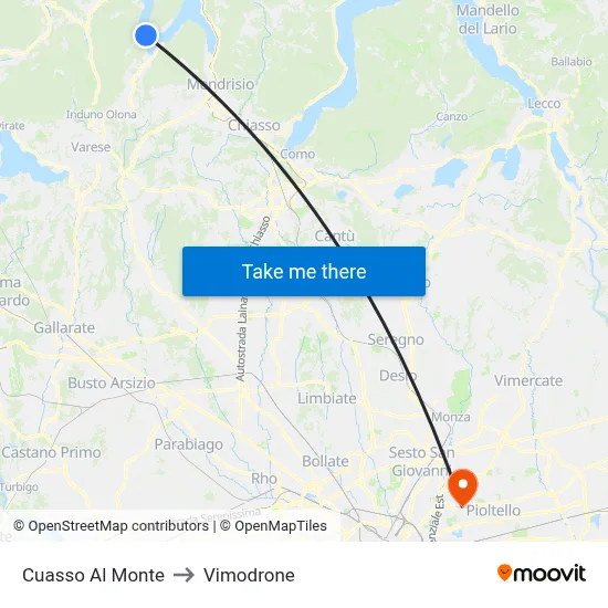 Cuasso Al Monte to Vimodrone map