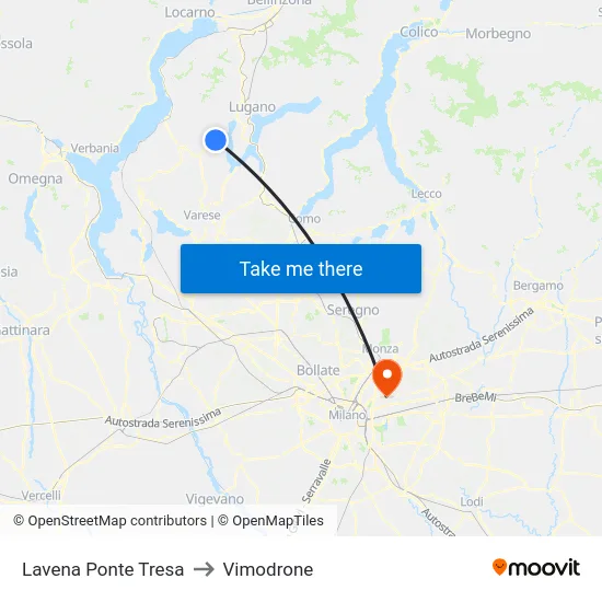 Lavena Ponte Tresa to Vimodrone map