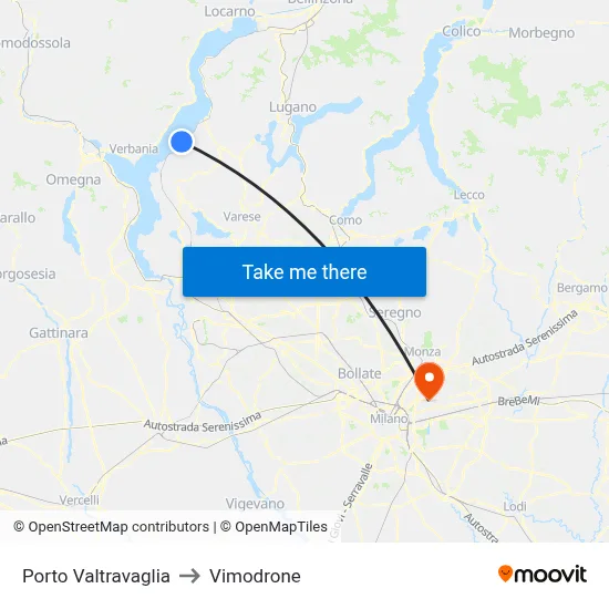 Porto Valtravaglia to Vimodrone map