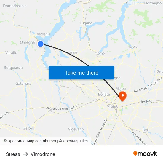 Stresa to Vimodrone map