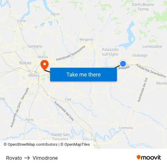 Rovato to Vimodrone map