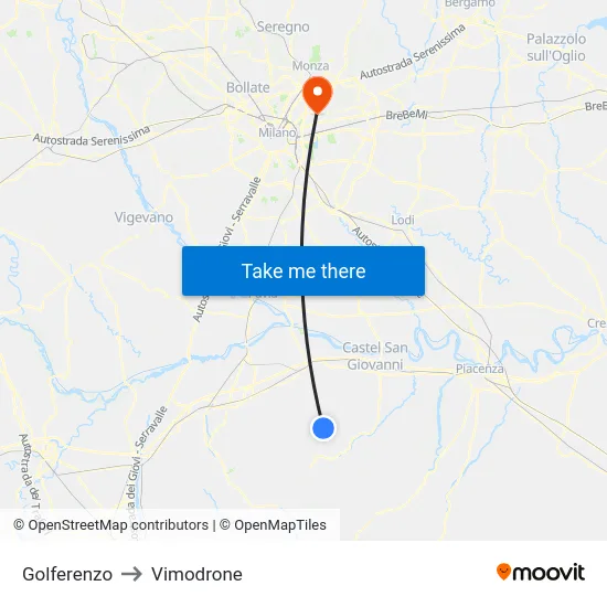 Golferenzo to Vimodrone map