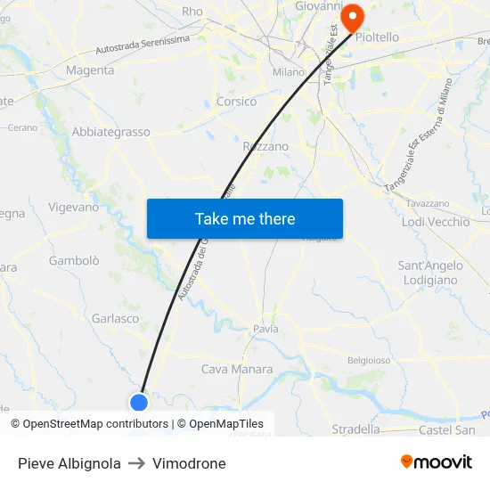 Pieve Albignola to Vimodrone map