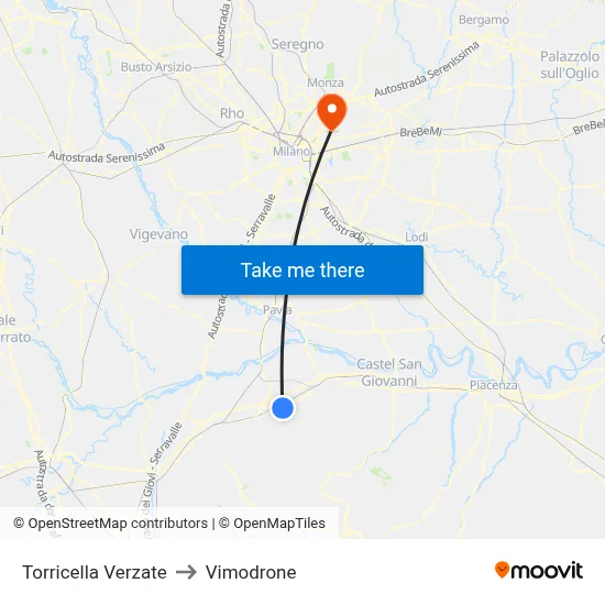 Torricella Verzate to Vimodrone map
