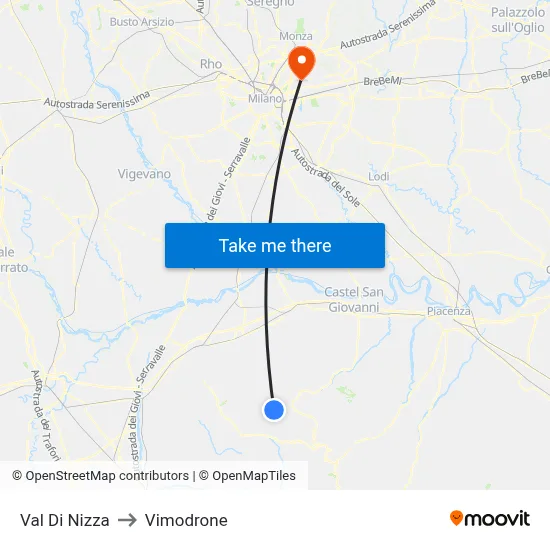 Val Di Nizza to Vimodrone map
