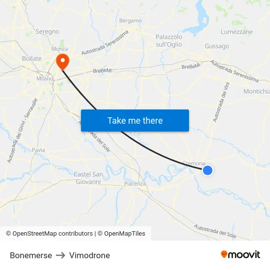 Bonemerse to Vimodrone map