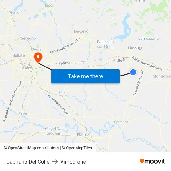 Capriano Del Colle to Vimodrone map