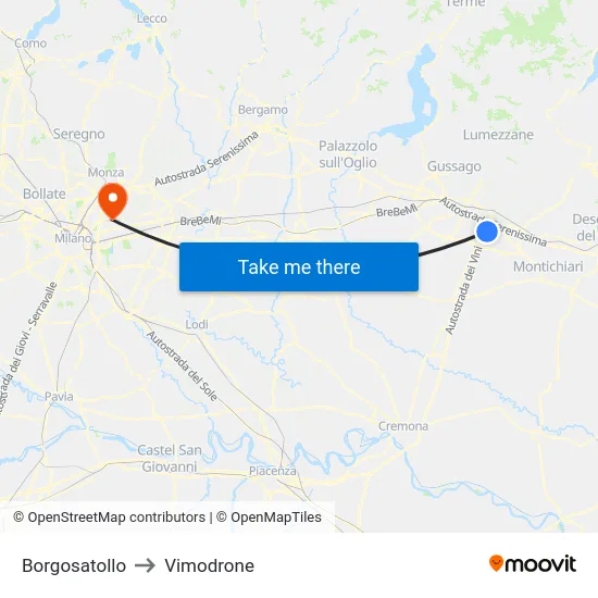 Borgosatollo to Vimodrone map