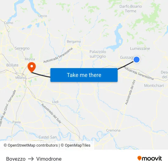 Bovezzo to Vimodrone map