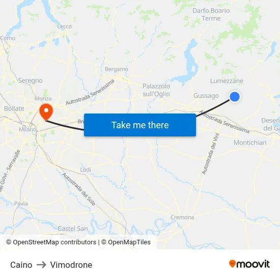 Caino to Vimodrone map