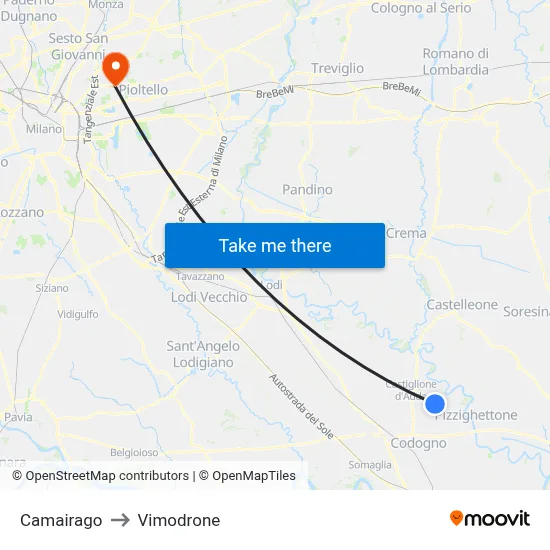 Camairago to Vimodrone map