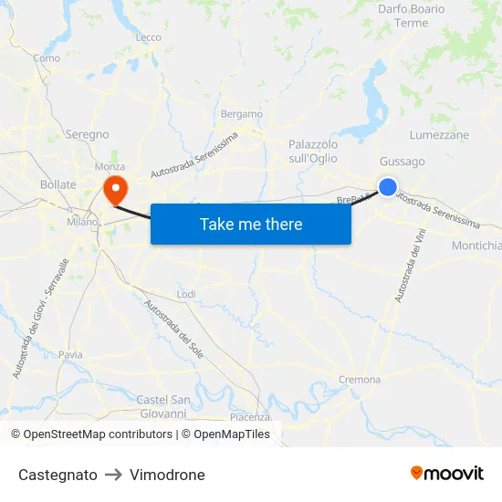 Castegnato to Vimodrone map