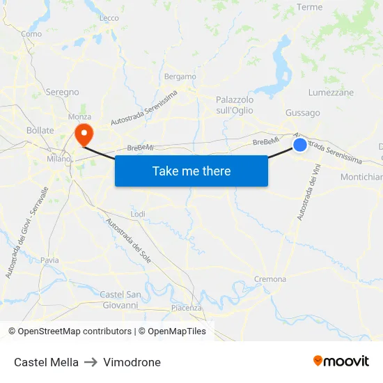 Castel Mella to Vimodrone map