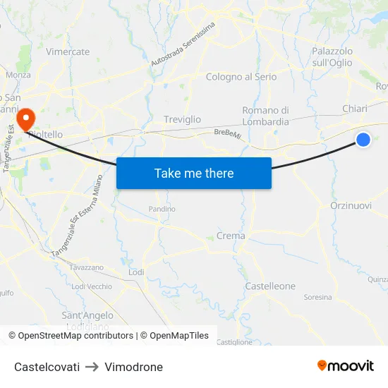 Castelcovati to Vimodrone map