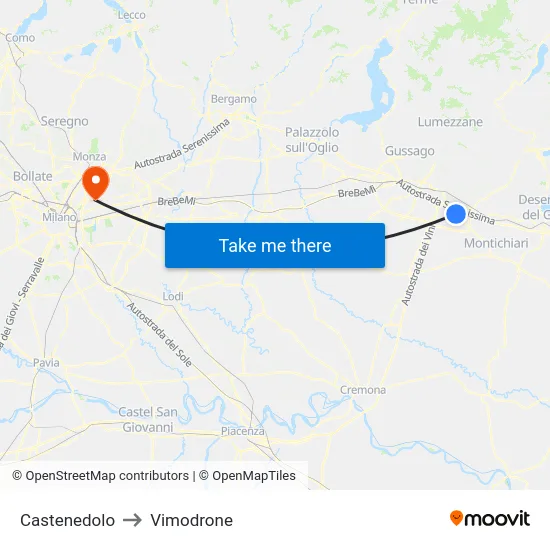 Castenedolo to Vimodrone map