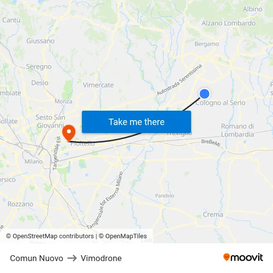 Comun Nuovo to Vimodrone map