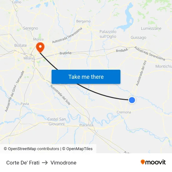 Corte de' Frati to Vimodrone map