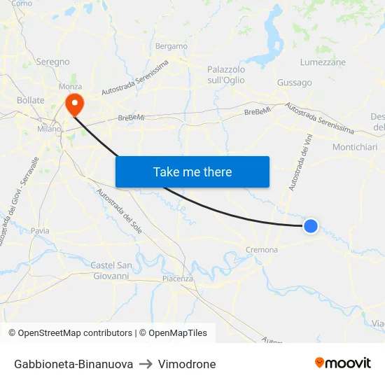 Gabbioneta-Binanuova to Vimodrone map