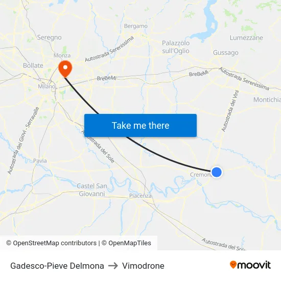 Gadesco-Pieve Delmona to Vimodrone map