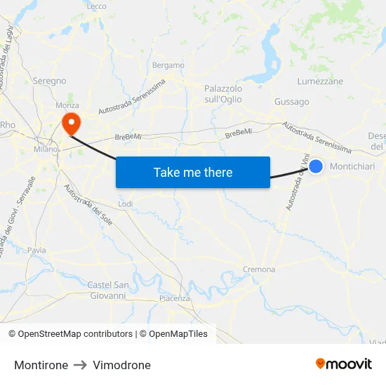 Montirone to Vimodrone map