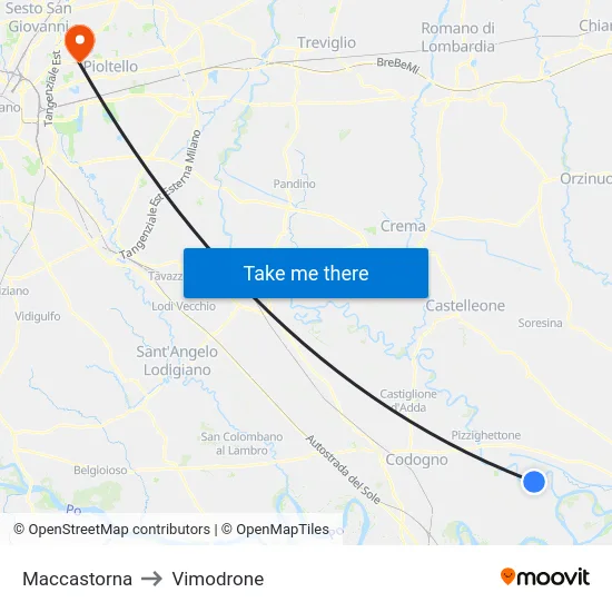 Maccastorna to Vimodrone map