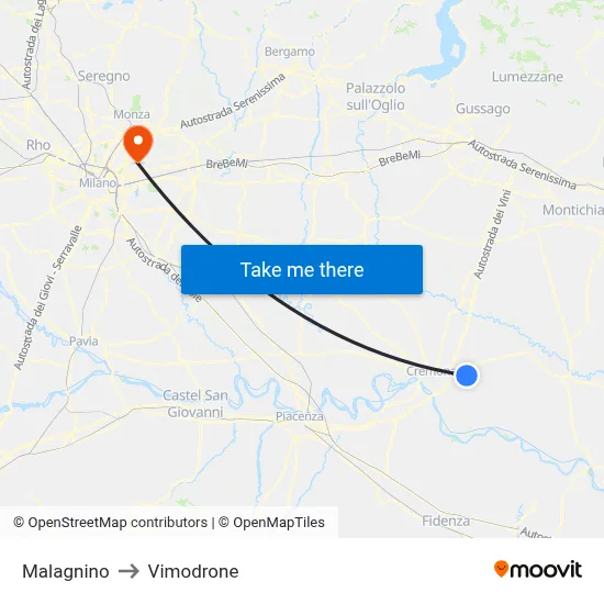 Malagnino to Vimodrone map