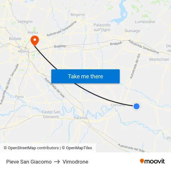 Pieve San Giacomo to Vimodrone map
