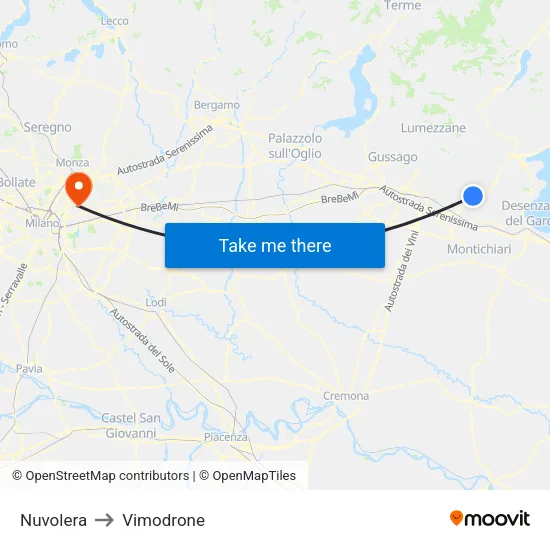 Nuvolera to Vimodrone map