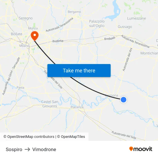 Sospiro to Vimodrone map
