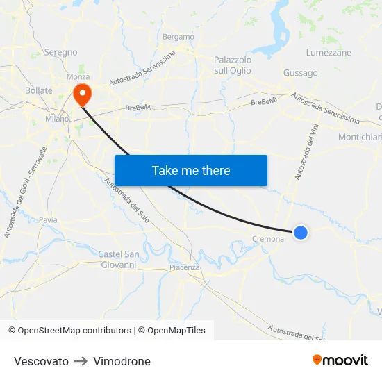 Vescovato to Vimodrone map