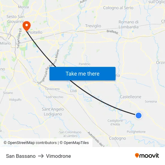 San Bassano to Vimodrone map
