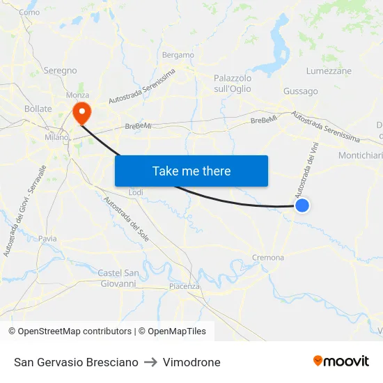 San Gervasio Bresciano to Vimodrone map