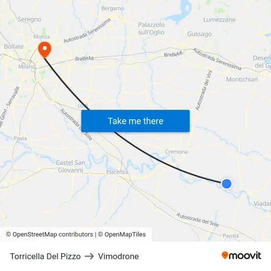 Torricella Del Pizzo to Vimodrone map