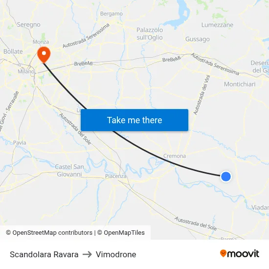Scandolara Ravara to Vimodrone map