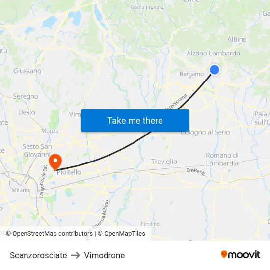 Scanzorosciate to Vimodrone map