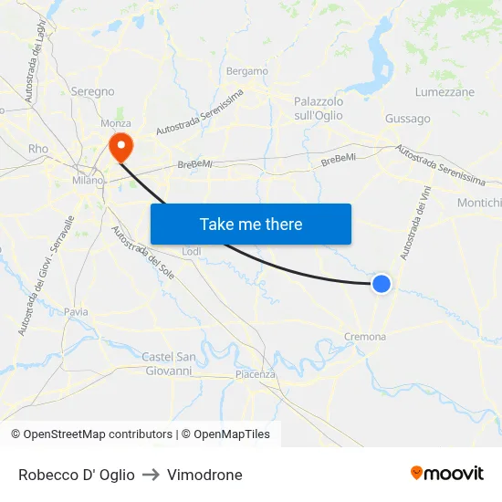 Robecco d'Oglio to Vimodrone map
