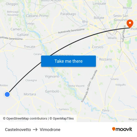 Castelnovetto to Vimodrone map