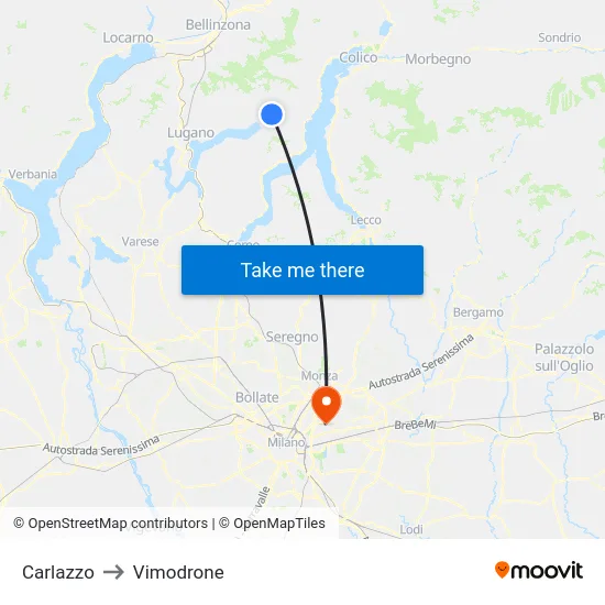 Carlazzo to Vimodrone map