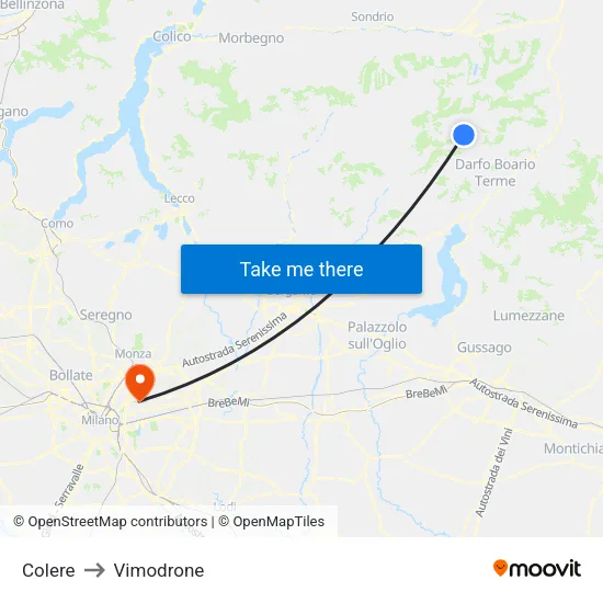 Colere to Vimodrone map