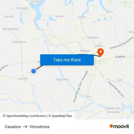 Casalino to Vimodrone map