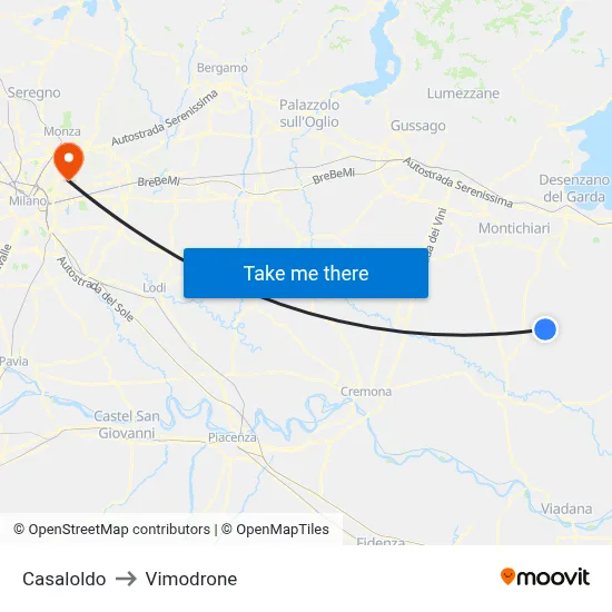 Casaloldo to Vimodrone map